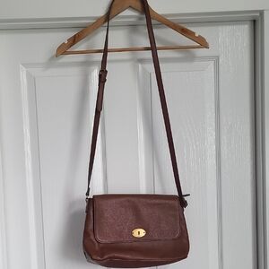 Fossil Brown Leather Crossbody Bag with Adjustable Strap